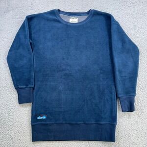 KAVU Women Navy Blue Fleece Crewneck Sweatshirt Long‎ Sleeve Pockets XS
